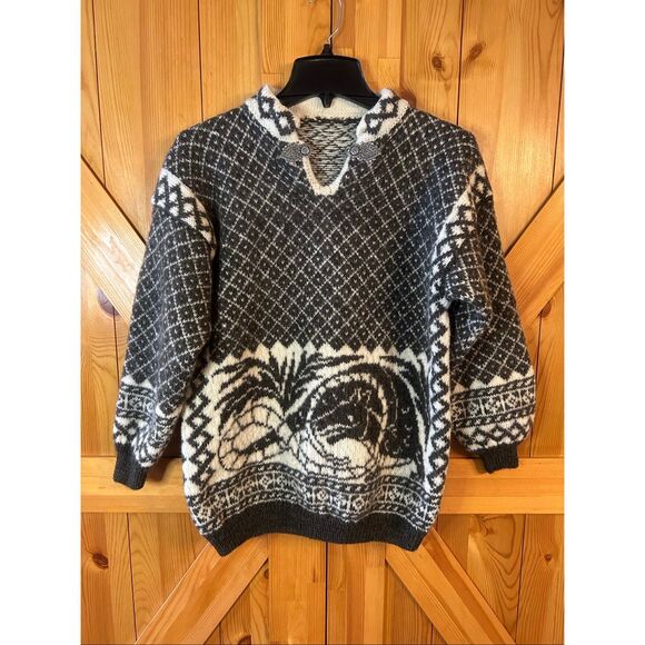 Wool Scandinavian Pullover Sweater Peasant Neckline READ Size Large (5422) - Picture 1 of 8